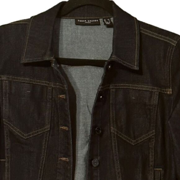 Susan Graver Jeans Dark Wash Cropped Denim Jacket Size XS 📦 - Picture 5 of 7